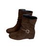 French retro inner heightening short boots autumn and winter new suede giant slim pile boots