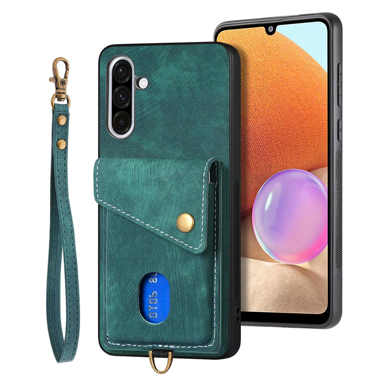 

For Samsung Galaxy A56 5G Case with Card Holder Kickstand Leather Phone Back Cover Green