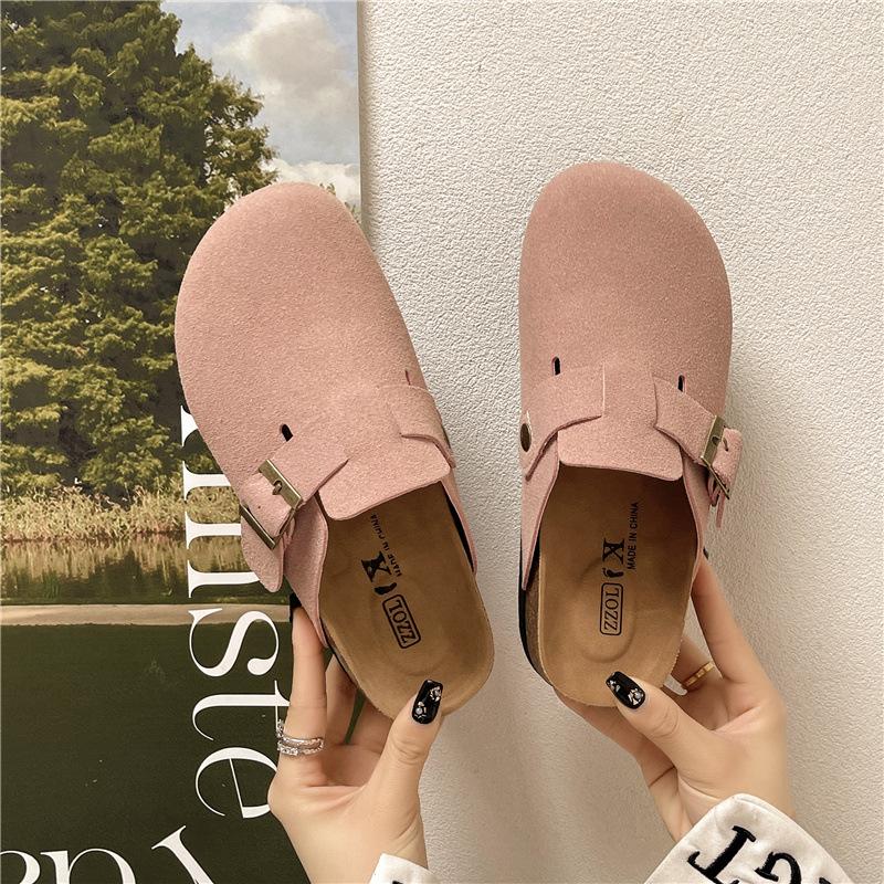 Boken Retro Schnallentasche Kopf Halbschuhe Damen Oberbekleidung 2025 Frühling neu lässig bequem dicksohlige vielseitige Hausschuhe