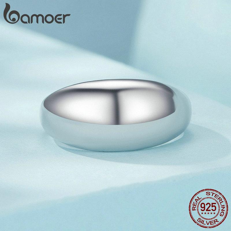 BAMOER 925 Silver Chunky Rings for Women Adjustable Bold Thick Statement Rings for Women Minimalist Rings