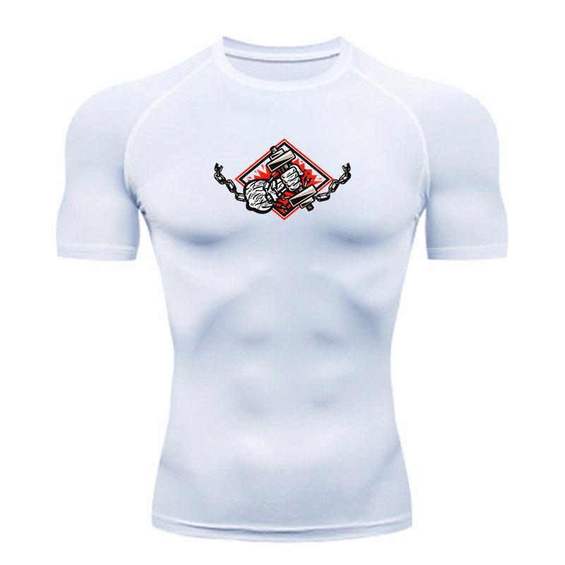 Men's Compression Workout T-Shirt, Fist Breaking Chains Prin