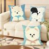 Cute Oil Painting Dog Cushion Cover Soft Short Plush Pillow Cover Smooth Cozy Texture Aesthetic Cushion Case Home Decor