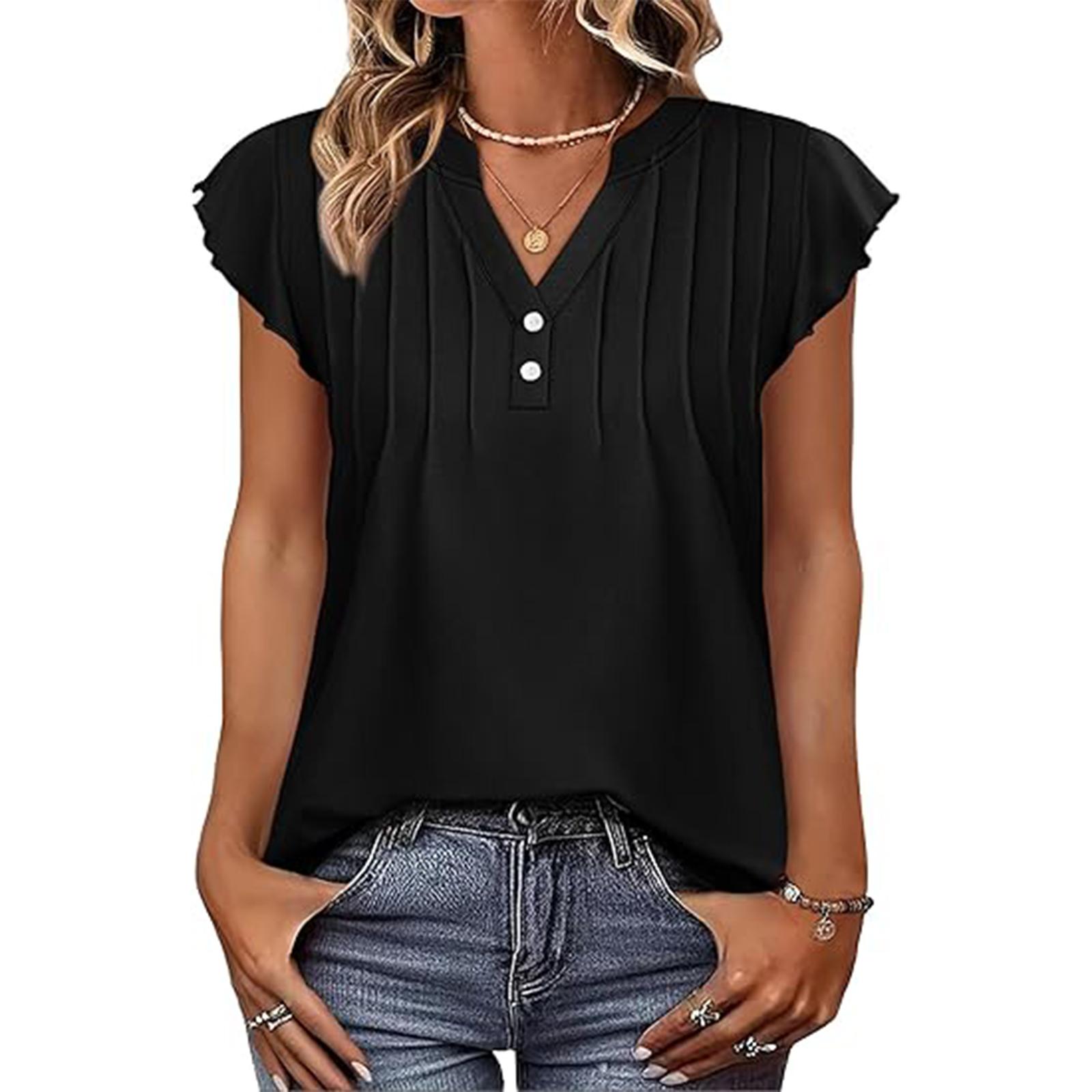 Women s Fashionable Casual Short-sleeved Top XL чёрный