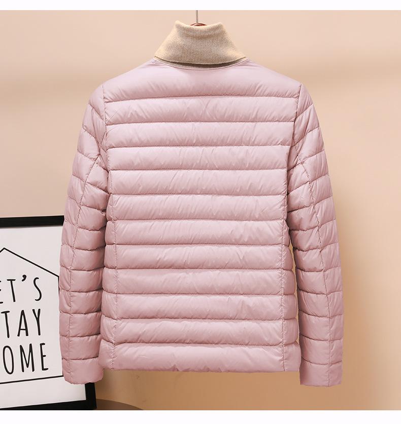 Women's 2025 White Duck Down Lightweight Jacket, Short Style, Convertible Round/V-Neck, Suitable for Autumn and Winter.