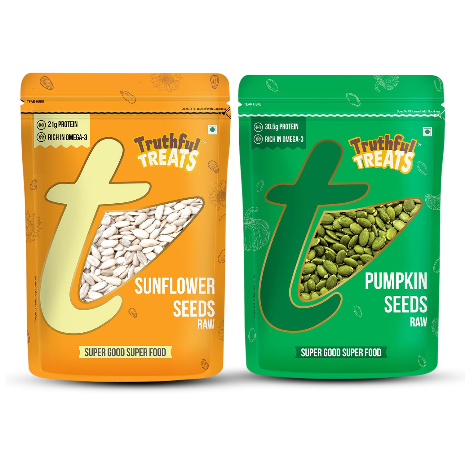 

Truthful Treats Pumpkin Sunflower Seeds Combo Pack 400g | Raw Mixed Seeds for Salads, Trail Mix & Daily Snacking | Rich in Protein & Omega-3