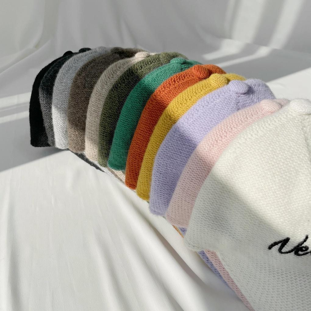 

Unisex Basic Daily Baseball Cap Plain Wool Knit Ball Cap gray