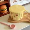 Cream Wind Cartoon Bear Student Instant Noodle Cup Household Instant Noodle Bowl with Cover Dormitory Instant Noodle Bowl Personal