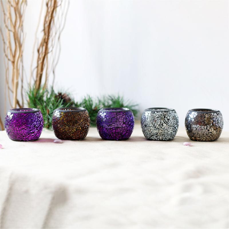 Mosaic Glass Candlestick Wishing Candle Tea Light Holder Dinner Wedding Tabletop Decoration