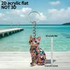 2 PCS Bag Key Decor Cute Rhinestone Cat Acrylic 2D Flat Kitten Hanging Ornament Mini Crystal Cat Pendant Gifts Bag Charm