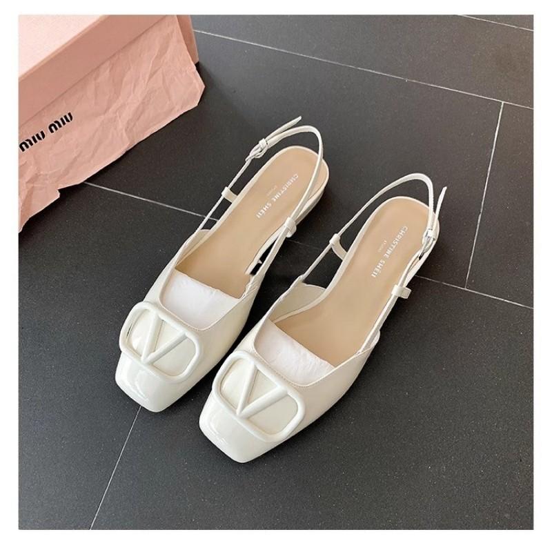 Celebrity Temperament High-Heel-Sandalen Damen V-Schnalle Kleine Lederschuhe~ Rock Tragen Leere Mary Jane Einzelne Schuhe