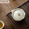 100ml Roztomilý Králíček Květinová Ústa Gaiwan Rýžově Žlutá Ru Kiln Ručně Uchopitelná Čajová Terina Čajový Výrobník Poklička Miska Čajový Set Kolekce Dárky