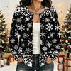 Women's Fashion Christmas Print Long Sleeve Cardigan - Holiday Open Front Knit Sweater for Winter Outfits