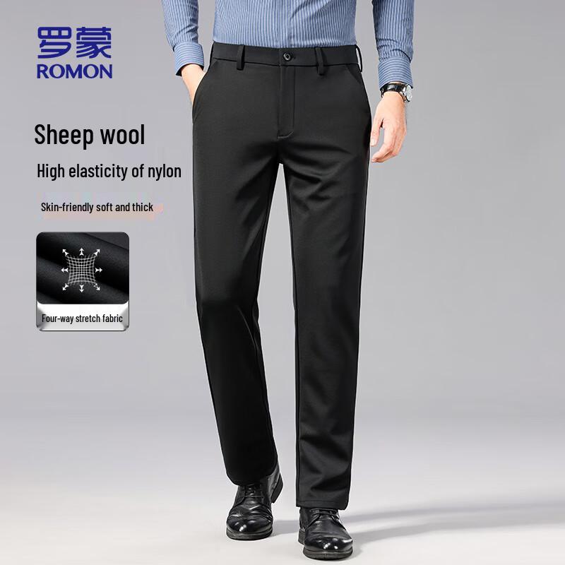 

ROMON Men s Wool-Blend Straight-Leg Casual Pants 32
