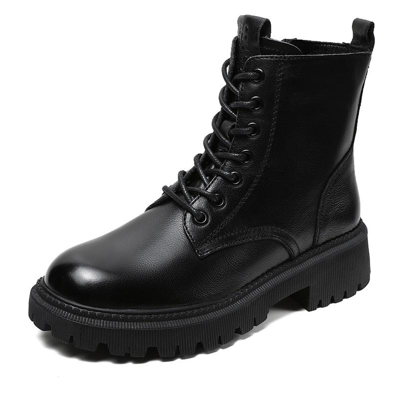 2025 autumn and winter women's shoes new casual Martin boots first layer cowhide British style boots women's short boots