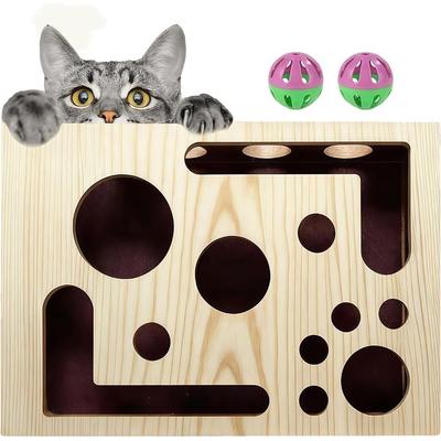 Cat Scratch Puzzle Enrichment Box, Interactive Cat Puzzle Toy, with Bell Ball & Sandpaper Inside, Mental for Claw Health, Scratch Box Toys