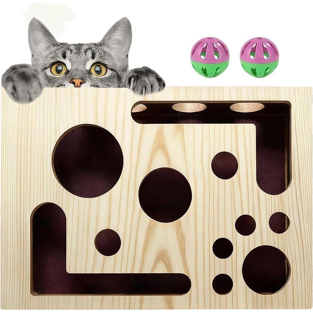

Cat Scratch Puzzle Enrichment Box, Interactive Cat Puzzle Toy, with Bell Ball & Sandpaper Inside, Mental for Claw Health, Scratch Box Toys 1Pcs