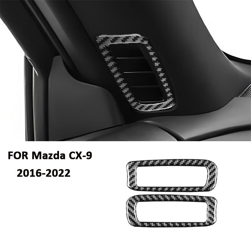 

For Mazda CX-9 2016- Carbon Fiber Car Inner Door A-Pillar Air Outlet Vent Panel Trim Frame Interior Decoration Sticker чорний
