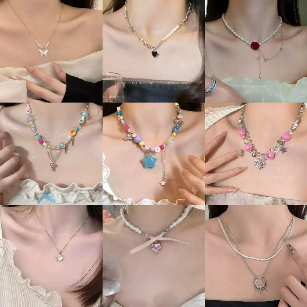 Private summer drop rainbow candy dopamine necklace female niche accessories Internet celebrity sweet cool babes collarbone chain trend
