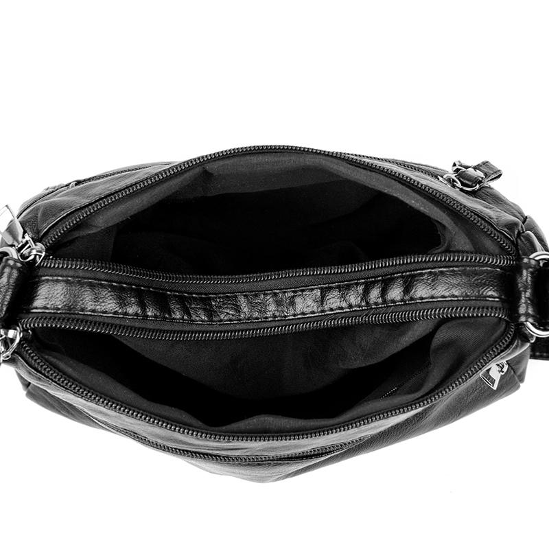 Mjukt Läder Damaxelväska Medelålders Mammaväska Fickrik Crossbody-väska