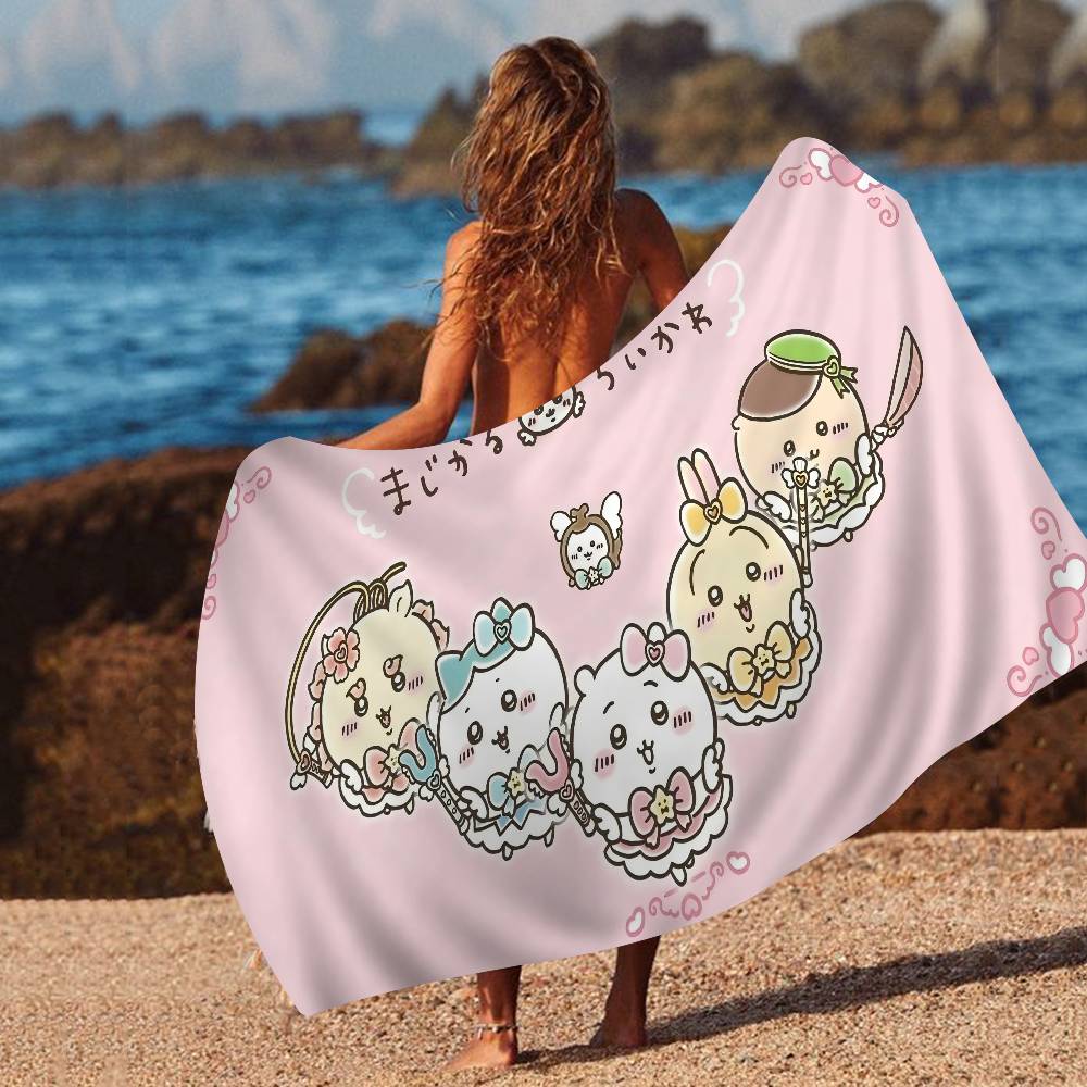 Cartoon C-Chiikawas Beach Towel Colorful Bath Towels for Girl Microfiber Quick Dry Custom Sand Free Beach Yoga Spa Gym Pool