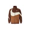 Nike Sportswear Swoosh Reversible Stand Collar Zip Fleece Jacket Men Jackets Surprise-Cocoa Coconut-Milk Light-British-Brown BQ6546-259