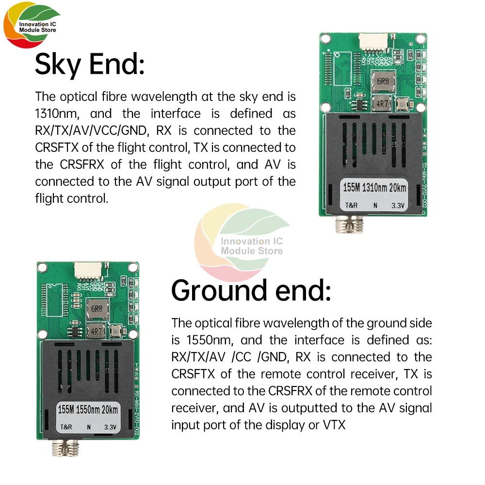 Optical Transceiver Module DC 5.5-26V TTL Drone-specific FC RX/TX/AV/VCC/GND Interface for Optical Terminal Equipment