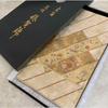 Used Saga Nishiki Silk Obi with Golden Flower and Butterfly Pattern, Wooden Box Included