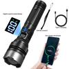 2000LM Self Defense LED Flashlight ABS Torch with Digital Display Portable TYPE-C Rechargeable Flashlights for Camping Hiking