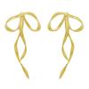 Fashionable Bow Shaped Ear Pendant Vintage Bowknot Earrings Simple Line Charm Dangle Eardrop Metal Jewelry for Women