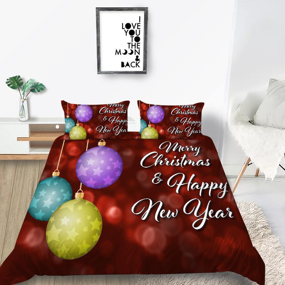 Quilt Cover Pillowcase Two Or Three-Piece Christmas Gift Series Polyester 3D Digital Printing