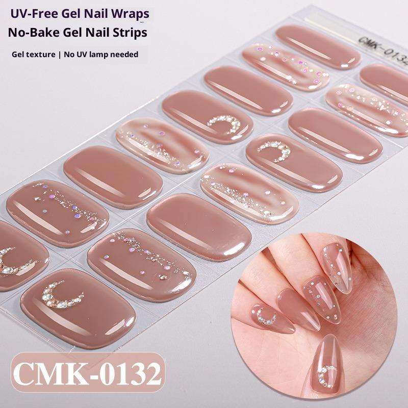 French Gradient Glitter Laser No-bake Gel Nail Stickers UV-Free Gel Nail Stickers