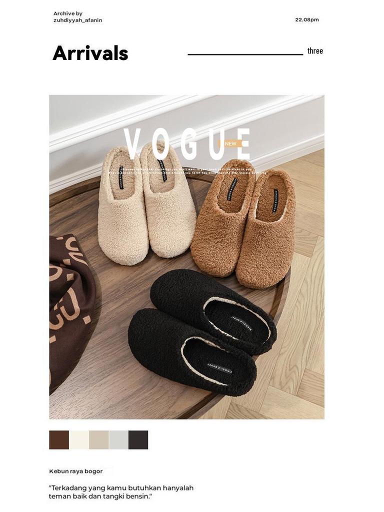 2025 Winter Women's Furry Outdoor Shoes, Velvet-Lined, Thickened, Closed-Toe Fur Slippers, Warm Lambswool Loafers