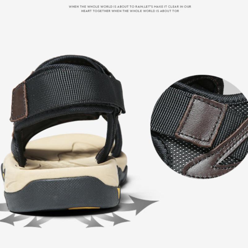 Heißer Verkauf Herren Sommer Sandalen Strand Leder Atmungsaktiv für Herren Sandalen Outdoor Sport Retro Leichte Sandalen Übergröße 38-47