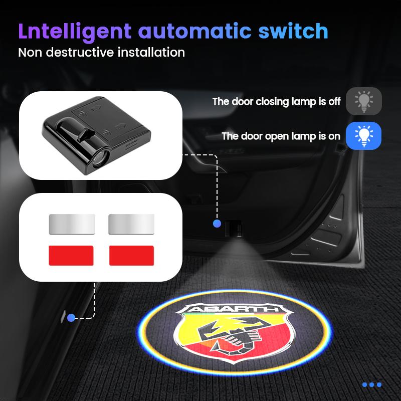 LED Car Door Universal Projector High-definition Welcome Lights For Abarth 124 125 500 500e 1000ps 595 F595 GT 124 Competizione
