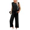 2025 Women's Loose Sleeveless Two-Piece Set: Round Neck Vest Top & Pants