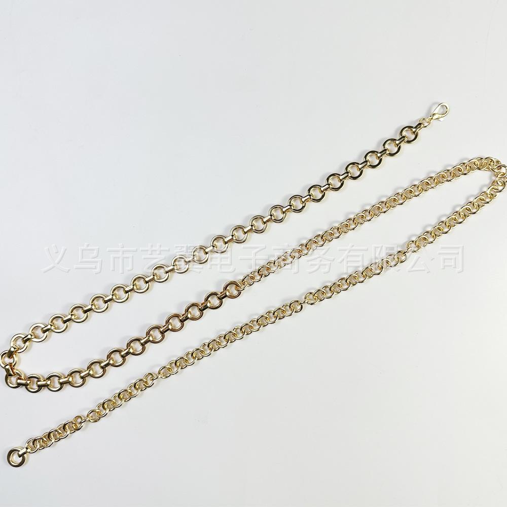 European and American new metal DIY punk style round hollow thin chain belt women's fashion versatile waist chain