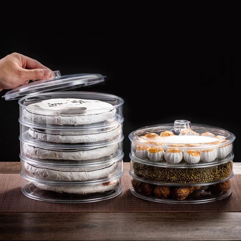 Multi-Functional Plastic Tea Storage Box Transparent Stackable Dust-Proof Snacks Cake Case Sealed Large Capacity Tea Bag Box