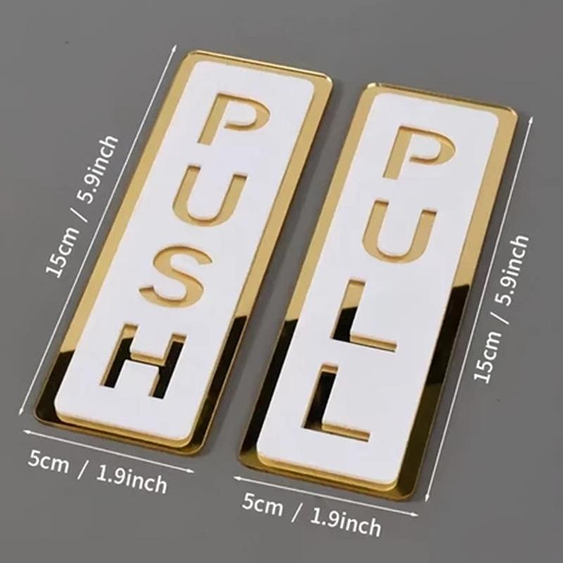 2Pcs Acrylic Push Pull Door Signs Shops Self-Adhesive Pull Door