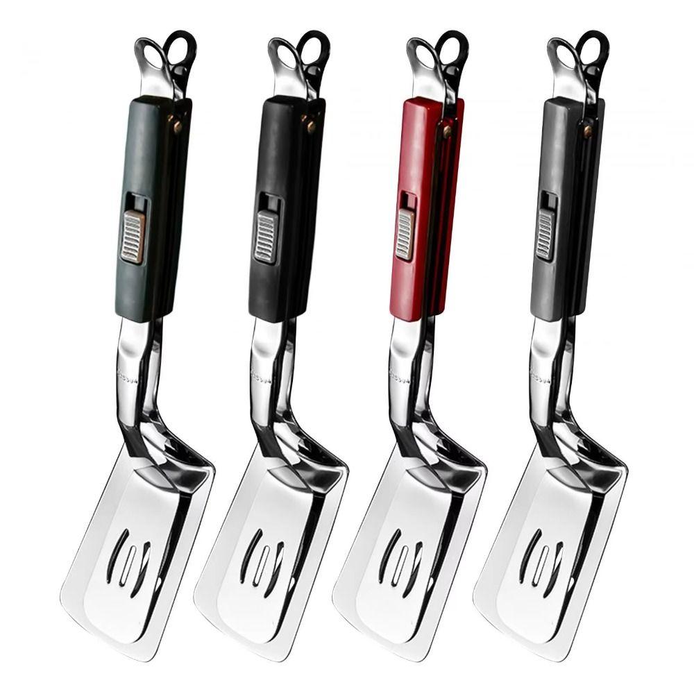 Slotted Design Steak Spatula Tongs Anti-scald Steak Flipping Clip Stainless Steel Grill Clamp  Home