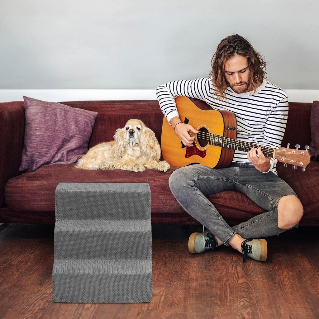 Rutschfeste Schwammleiter für Haustiere für Sofas und Betten: Hunde- und Katzentreppen mit abnehmbarem Bezug