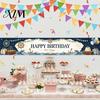 Outdoor Foto Hintergrund Großes Happy Birthday Hof Banner Schild, 70 x 15 Zoll Dekoration Kulisse für Jungen Mädchen Partyzubehör Wandbehang Innen