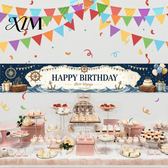 Outdoor Foto Hintergrund Großes Happy Birthday Hof Banner Schild, 70 x 15 Zoll Dekoration Kulisse für Jungen Mädchen Partyzubehör Wandbehang Innen