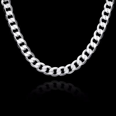 Lekani Collana da uomo in argento sterling 925 con catena barbazzale 12mm 20\" Gioielli in argento sterling alla moda per uomo I migliori regali