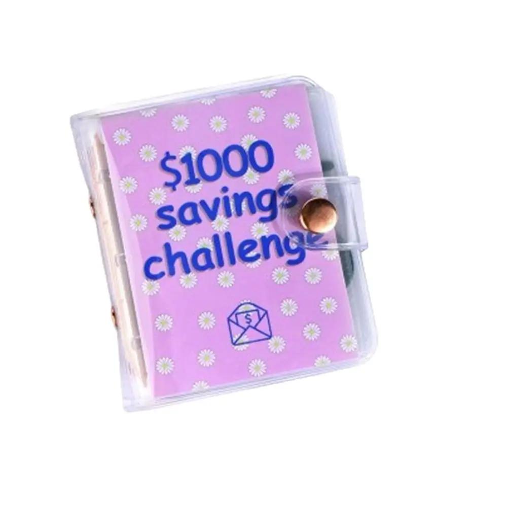 Mini Money Saving Binder PVC Cash Envelopes Mini Budget Binder $150/300/500/1000 Durable Savings Challenges Book