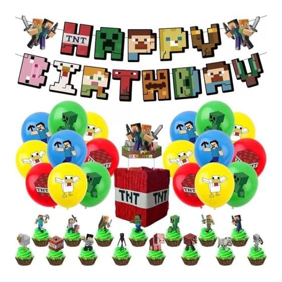birthday decoration minecraft balloon balloon birthday balloon happy birthday decoration happy birthday garland character balloon decoration children