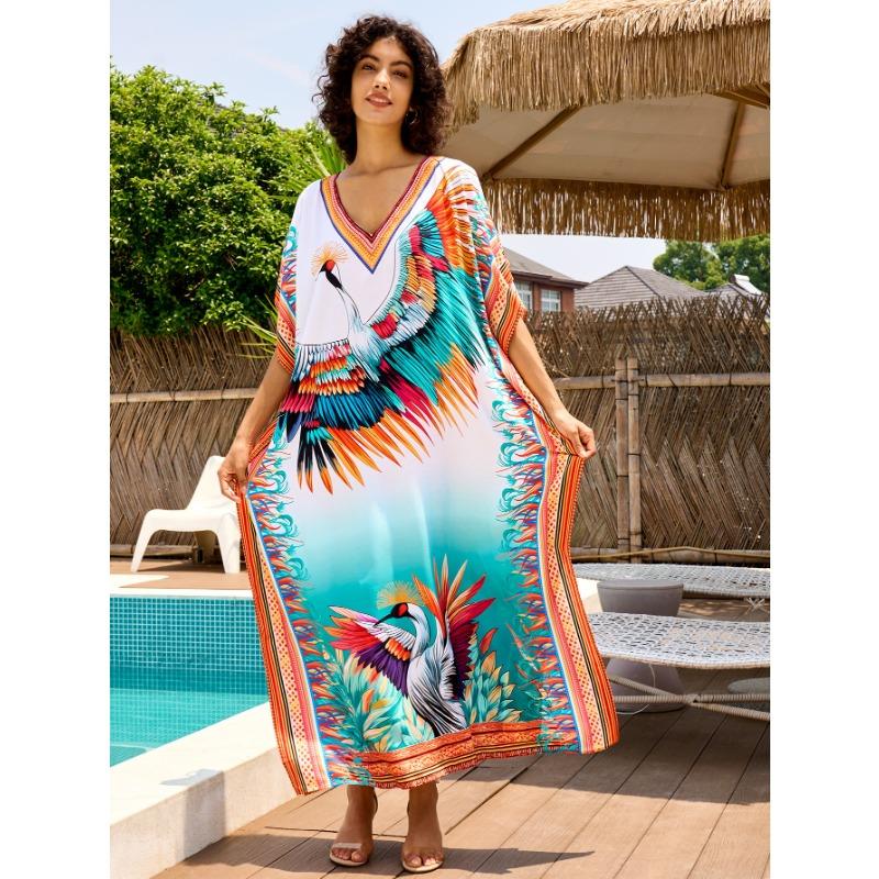 

Женская мода лето весна цвет блок принт рукава 1/2 V-образный вырез свободная талия повседневные платья Size: One Size