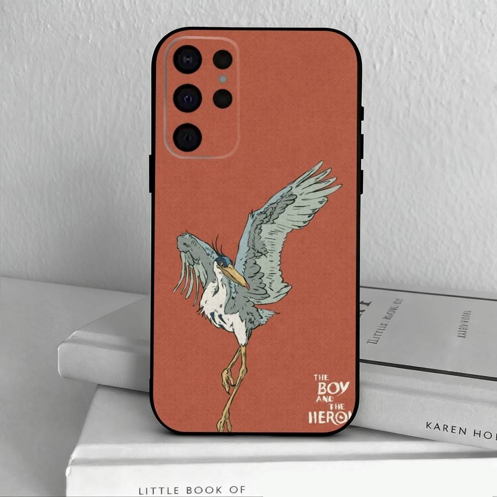 T-The Boy and the Heron Anime Phone Case For Samsung S25,24,23,22,30,21,10,9,Ultra,Plus,Lite,FE,4,5 G Soft Black Case