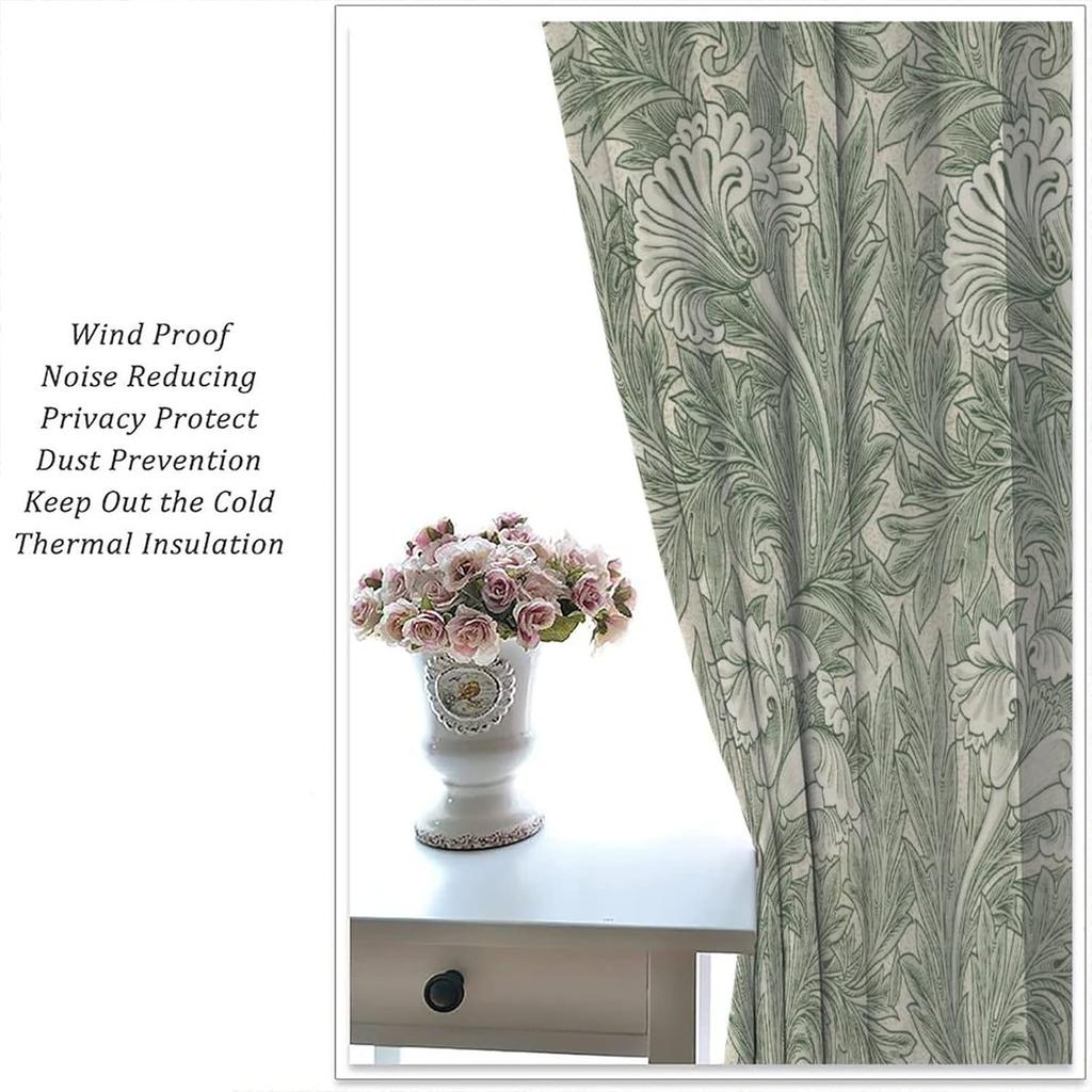 Blackout Bohemia William Morris Kunst Fenstervorhänge Blumen Laub Wohnzimmer Schlafzimmer Vorhang Vintage Polyester Mit Stangentasche Waschbar Fertig