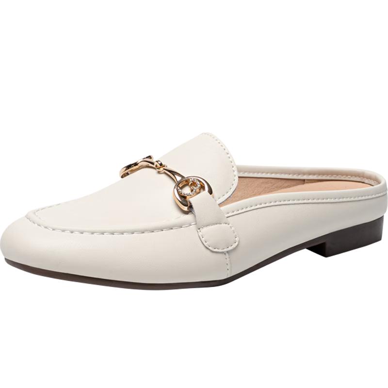 ZHR Women s Elegant Closed-Toe Slip-On Mules 39 бежевый