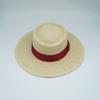 Beige Red Woven Straw Hat Women'S Summer Straw Flat Top Top Top Top Hat Panama Retro Sunshade Resort Beach Foreign Trade Tide